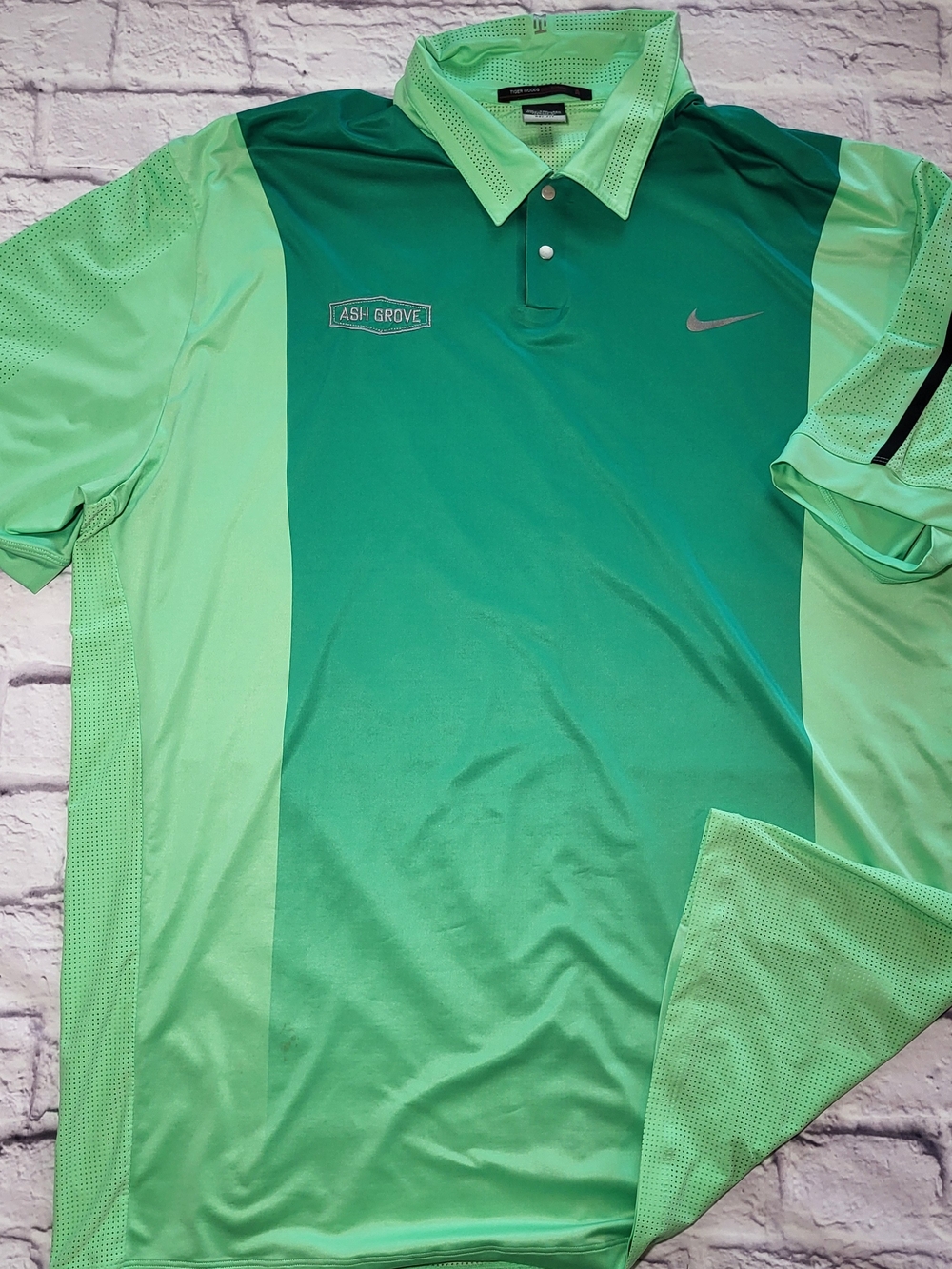 Nike Tiger Woods Golf Polo Shirt Dri-Fit Green XXL Vented Embroidered Stretchy